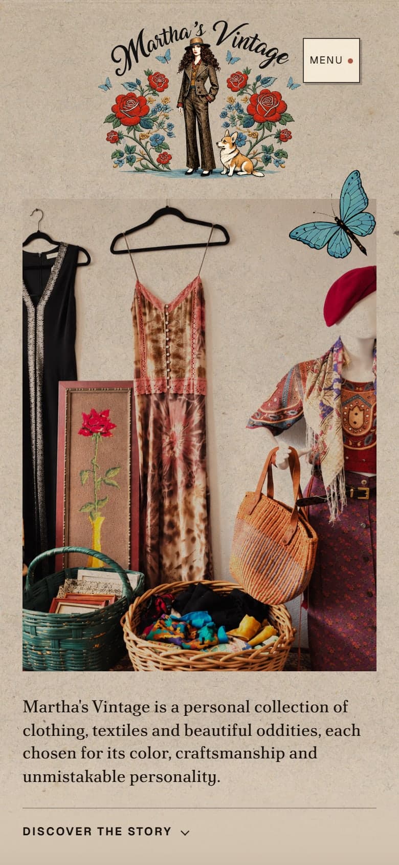 Martha's Vintage website, mobile